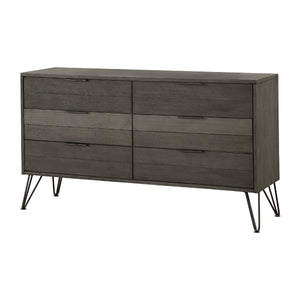 English Elm Contemporary Solid Wood Six Drawer Dresser with Hairpin Legs for Bedroom Storage B056P417104