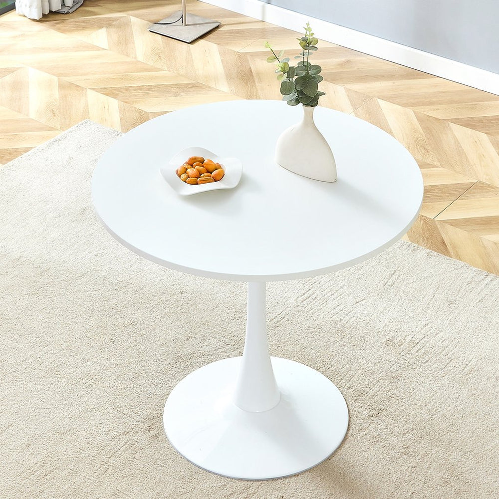 English Elm 31.9"hourglass-shaped Round Table White Mdf Top Nordic Style for Dining or Office W1151P256807