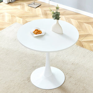English Elm 31.9"hourglass-shaped Round Table White Mdf Top Nordic Style for Dining or Office W1151P256807