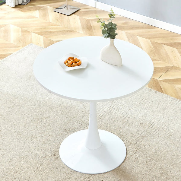 English Elm 31.9"hourglass-shaped Round Table White Mdf Top Nordic Style for Dining or Office W1151P256807