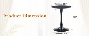 English Elm Round Faux Marble Tulip Dining Table Mid Century Pedestal Base for Compact Kitchens Black+Gery W2920P395716