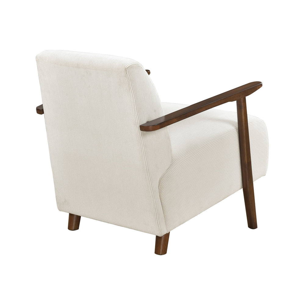 English Elm Modern Accent Chair with Corduroy Upholstery and Solid Wood Frame, Streamlined Comfort for Living Beige 30.25 L x 28.75 W x 17 H B011P283275