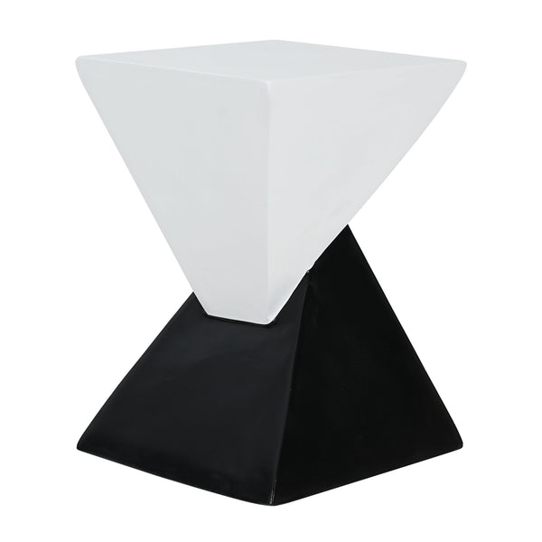 English Elm Modern Mgo Geometric Side Table Sculptural Two Tone Art Piece for Patio or Living Room N770P341402M