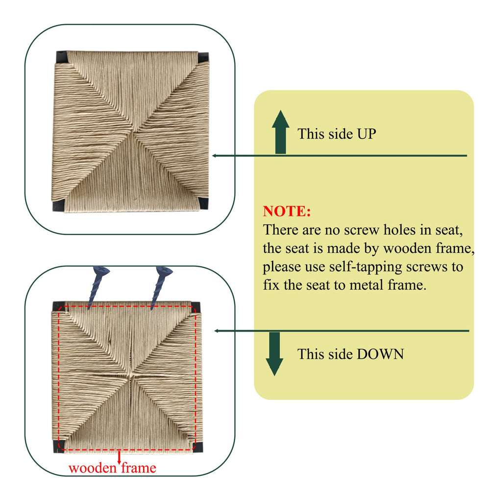 English Elm Gray Hand Woven Paper Rope Counter Stools Set of 2 with Ergonomic Back for Kitchen W1757138691