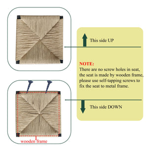 English Elm Gray Hand Woven Paper Rope Counter Stools Set of 2 with Ergonomic Back for Kitchen W1757138691