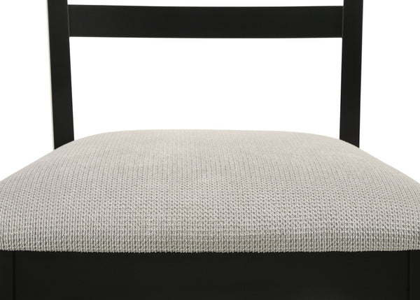 English Elm 2pc Upholstered Dining Side Chairs with Ladder Back and Wooden Legs, Gray Fabric Seats, 2-Pack, Modern Comfort B011P264141