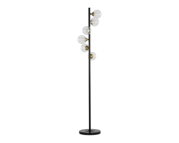 Sunpan MISTY Sculptural Floor Lamp with Opal Glass Globes & Brass Accents for Modern Ambient Lighting 106799