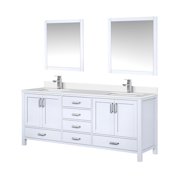 English Elm White Double Bath Vanity 80 in W x 22 in D with Cultured Marble Top, Chrome Faucet & 30 in Mirrors B2731S01109