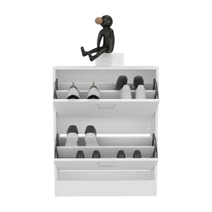 English Elm Inola Modern Two-Door Shoe Rack Cabinet with Adjustable Shelves, Kronos Finish, Compact Entry Storage B200P361999