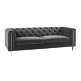 English Elm Steve Silver - Charlene - Velvet Button Tufted Sofa - Gray