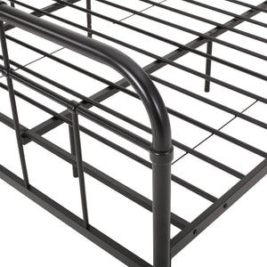 English Elm Queen Iron Platform Bed Pipe Style Frame No Box Spring Needed Industrial Loft Bedroom 64072.00FBLK-K