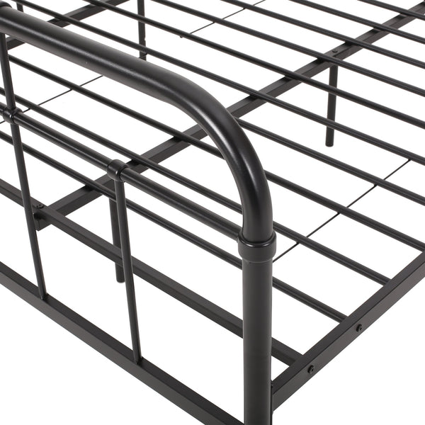 English Elm Queen Iron Platform Bed Pipe Style Frame No Box Spring Needed Industrial Loft Bedroom 64072.00FBLK-K