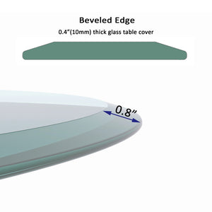 English Elm 36" Round Tempered Glass Table Top - Elegant, Durable, Beveled Edge For Home & Office Use, 2/5" Thick W241P248443