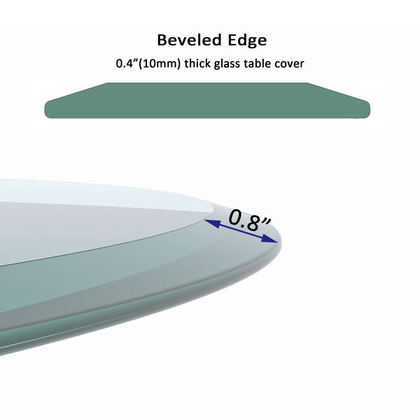 English Elm 36" Round Tempered Glass Table Top - Elegant, Durable, Beveled Edge For Home & Office Use, 2/5" Thick W241P248443