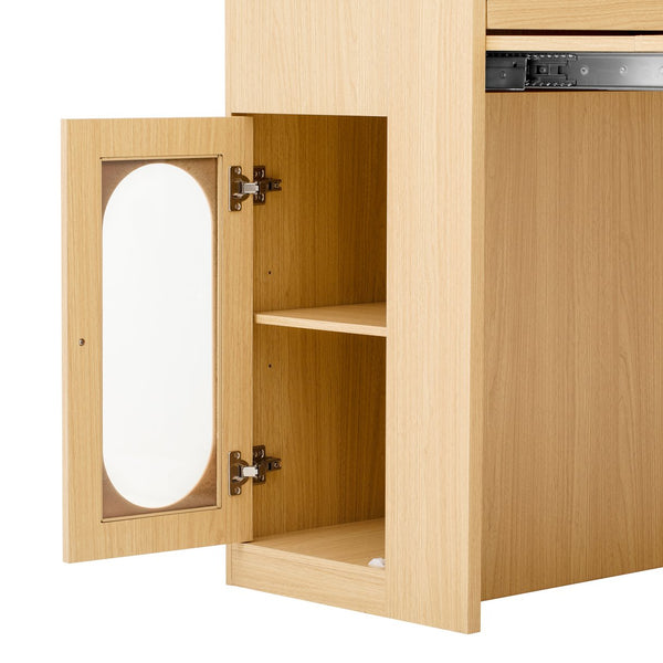 English Elm [video] Trexm Extendable Kitchen Island with Power Outlet Drawers and Rolling Base XW000028AAN