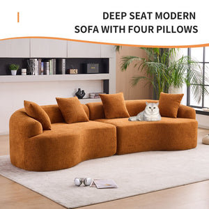 English Elm Compression Compression Sponge Sofa Curved Modular Sectional with 30D High-Density Chenille Sleeper for Cozy Apartment Living Room Comfort and Safe Rounded Design Orange W2231S00015