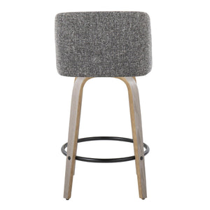English Elm Toriano 26" Swivel Counter Stool Set Of 2 In Light Grey Wood & Grey Noise Fabric For Modern Spaces B202S00412-GIGA