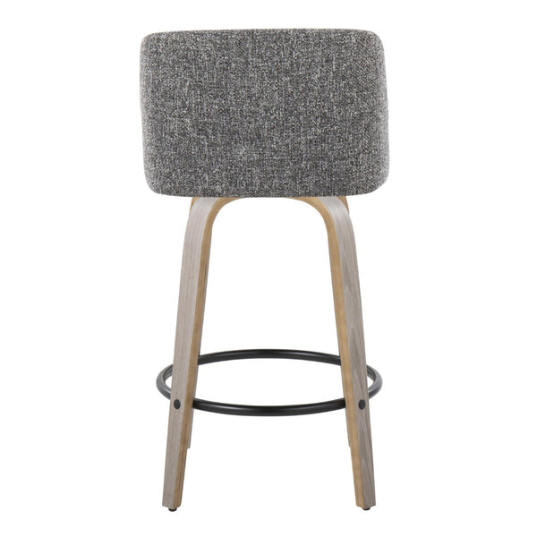 English Elm Toriano 26" Swivel Counter Stool Set Of 2 In Light Grey Wood & Grey Noise Fabric For Modern Spaces B202S00412-GIGA
