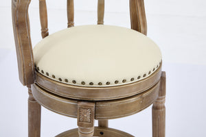 English Elm Bar Stools 29.5'' Leather Swivel Seat Beige - Durable Hardwood Frame For Kitchen And Home Bar Use W2195P290195