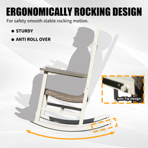 English Elm Outdoor Rocking Chairs Set of 2 HDPE Patio Oversized Rockers for Adults, Weatherproof, Ergonomic Comfort White+gray W1859P360083