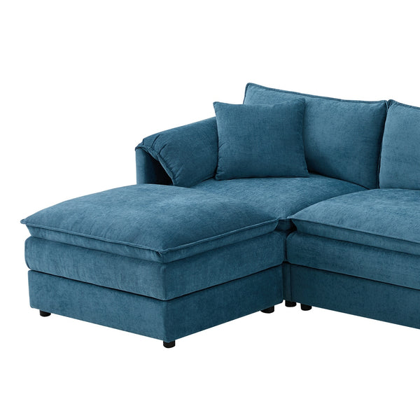English Elm 9687aab-6 Seat Structured Upholstered Sofa for Large Family and Open Living Rooms Blue N723P243195C