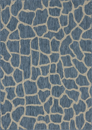 Unique Loom Outdoor Safari Giraffe Machine Made Animal Print Rug Blue, Gray 8' 0" x 11' 4"