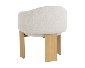 Sunpan Trine Dining Armchair - Luxurious Dove Cream Upholstery With Rustic Oak Base For Stylish Comfort Taupe Fabric 111747