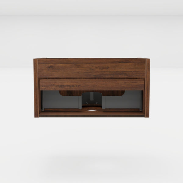 English Elm Etna Floating Wall Mounted Bathroom Vanity with Push Open Drawer and Wood Grain Finish Walnut W1865P327889