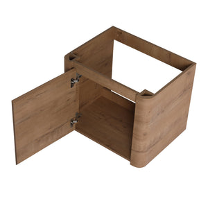 English Elm 60'' Wall-Mounted Vanity with White Ceramic Sink, Plywood Shelves, Soft-Close Door, Scratch & Water-Resistant Finish W999S00381
