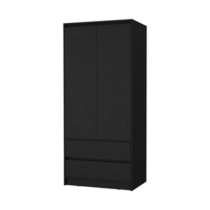 English Elm Avra Black 2-Door Armoire with Hanging Rod and Two Large Drawers for Organized Bedroom Storage B128S00118
