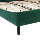 English Elm Aspen Vertical Tufted Modern Headboard Platform Bed Set, King, Evergreen Velvet