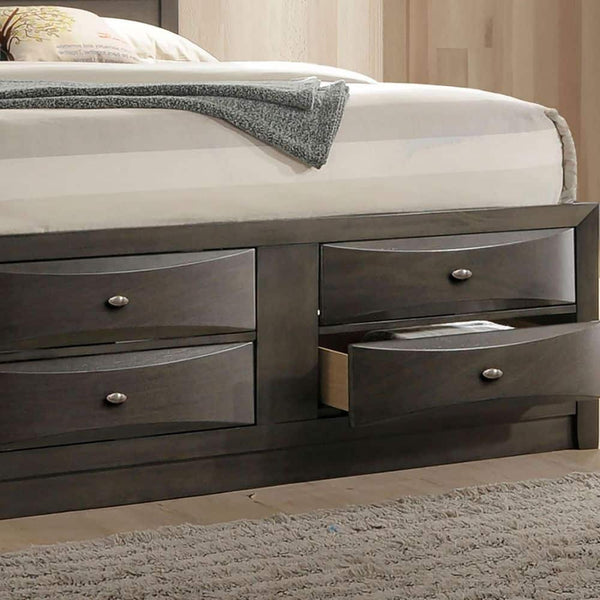 English Elm Contemporary Full Size Bed With Storage Drawers & Headboard Bookcase In Gray For Modern Bedrooms B2741S00563