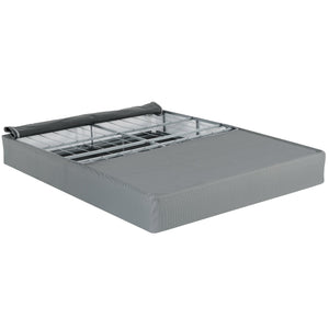 English Elm 9 Foldable Metal Bed Base Cal King - 9in Portable Mattress Foundation with Non-Slip Cover, Strong Grey 72 L x 53 W x 6 H B2741P280153