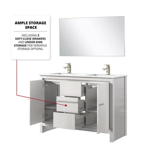 English Elm White Double Bath Vanity Set With Cultured Marble Top, Brushed Nickel Faucet & 43" Mirror Included B2731S01718-GIGA