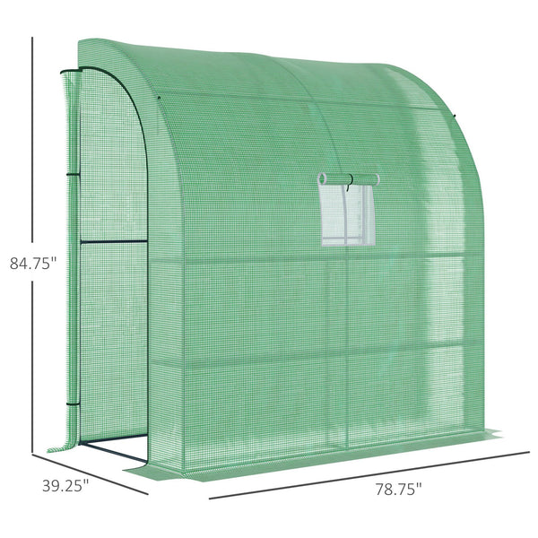 English Elm Outsunny Lean-to Walk-in Greenhouse with Galvanized Frame Pe Cover and Wire Shelving W2225P200639