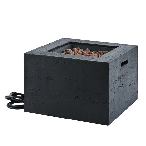 English Elm U_style Mgo Square Propane Fire Pit 40000 Btu Stone Texture Patio Table with Lava Rocks Black N711P410544B