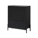 3 Drawer Chest with Reeded Drawer Fronts Black PRSB3BBL2 Walker Edison