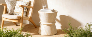 English Elm U_style Hourglass Mgo Concrete Outdoor Accent Table Sculptural Stone Texture Patio Decor Beige,Yellow N711P422072M