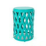 Christopher Knight Home® - Noble House - Pecola Indoor 14 Inch Diameter Lattice Matte Teal Iron Side Table