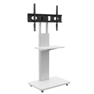 English Elm Tv Floor Stand Rolling Cart with Lockable Wheels Height Adjustable Iron Mdf Mount White W241P246880