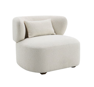 English Elm Darius Bouclé Accent Chair with Toss Pillow, Curved Back, Pocket Coil Seat and Plush Support Beige 34 L x 34 W x 30 H B2726P248622