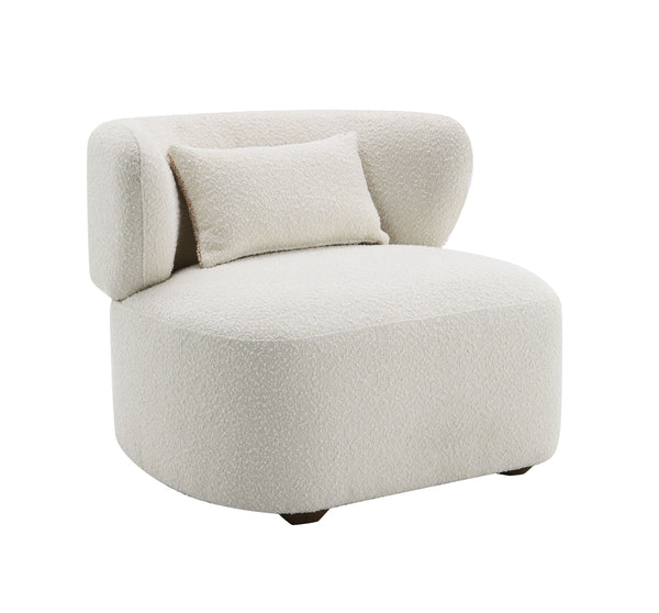 English Elm Darius Bouclé Accent Chair with Toss Pillow, Curved Back, Pocket Coil Seat and Plush Support Beige 34 L x 34 W x 30 H B2726P248622