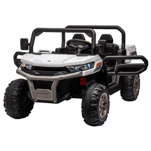 English Elm 24v Kids Ride on Dump Truck Two Seat Electric Utv with Tilting Bed and Remote Control White W1578P188522