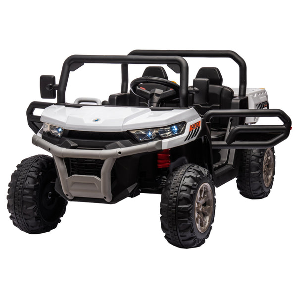 English Elm 24v Kids Ride on Dump Truck Two Seat Electric Utv with Tilting Bed and Remote Control White W1578P188522