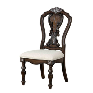 English Elm Traditional Elegant 2pc Arm Chair Set with Upholstered Seats, Ornate Corbels, Solid Rubberwood Finish Dark Brown 23 L x 47 W x 16 H B2741P406262