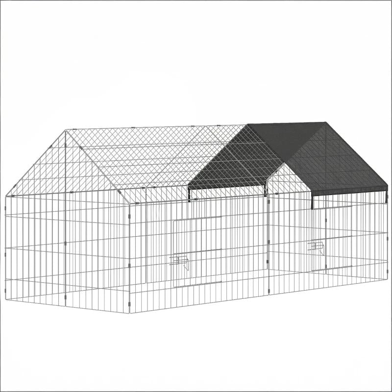 English Elm Backyard Animal Run Enclosure with Steel Frame Mesh Panels and Oxford Canopy Cover T3971P502082