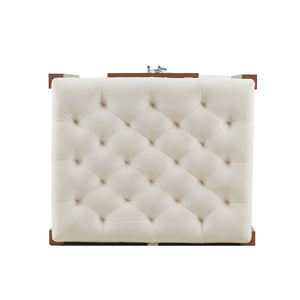 English Elm 30.25"L, 2 in 1 Night Stand & Dog Crate Walnut — Mid-Century Ottoman Bench w/ Storage, 300 lb Capacity, Removable Cushion N843P293628W