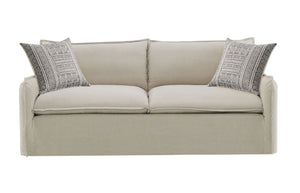 English Elm Upendo Beige Linen Sofa with Feather-Down Cushions, Removable Covers & 2 Toss Pillows — Elegant Comfort B2726P253205