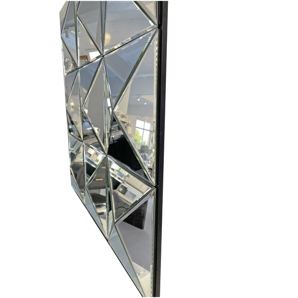 English Elm 3d Beveled Glass Geometric Square Wall Mirror Sculptural Triangular Art for Living Room W3836P410041
