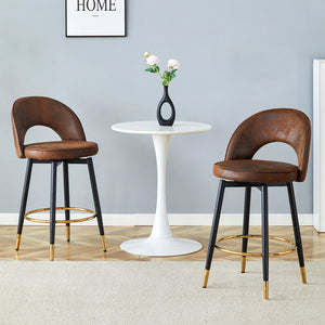 English Elm 360 Swivel Barstools Set of 2 Upholstered Techno Fabric Cushioned Counter Seats W1151P268914